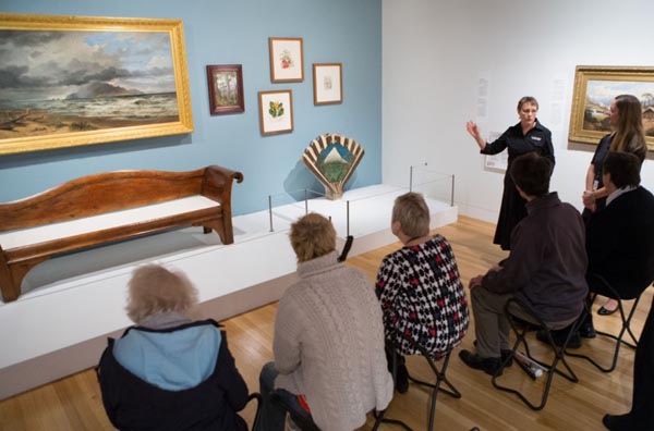 Judith Jones conducts a pilot tour of Ngā Toi │Arts Te Papa for blind and sight-impaired visitors