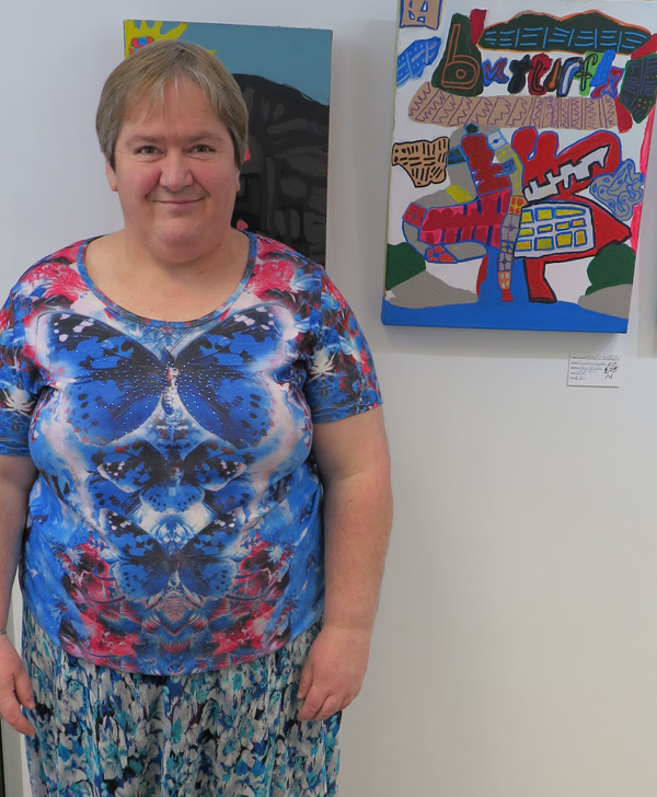 Karin Claydon at Alpha Art Studio with her latest exhibition '6 is a crowd' Photo credit: Andrea Moxham