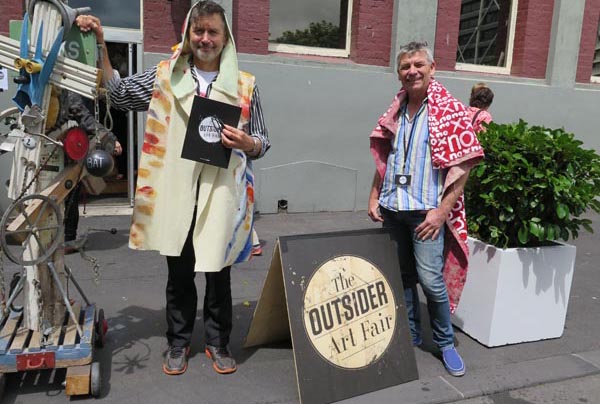 Curator Stuart Shepherd and Erwin van Asbeck, Toi Ora, at the Outsider Art Fair