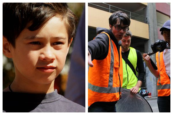 Rahui Lee and Jack O'Donnel on set during the making of Copper