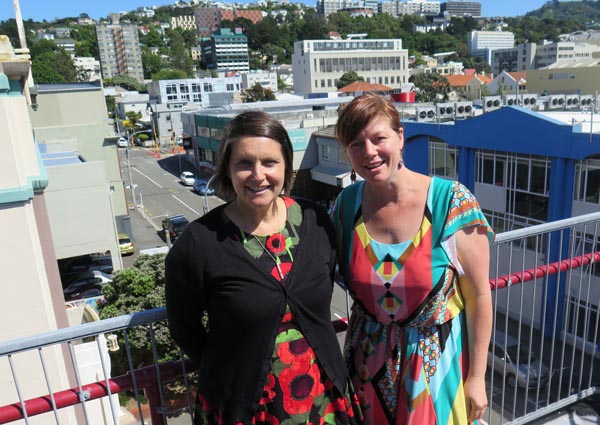 Writer and teacher Pip Adam and Jacqui Moyes, Prison Arts Advisor, Arts Access Aotearoa