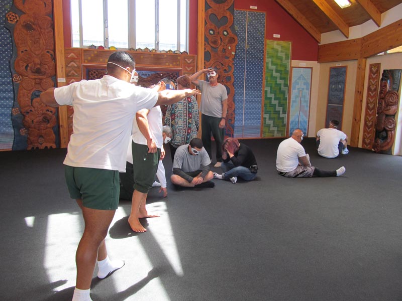 Men in Northland Region Corrections Facility participate in a performing arts workshop