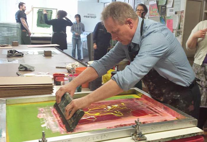 Richard Benge screen printing at AS220