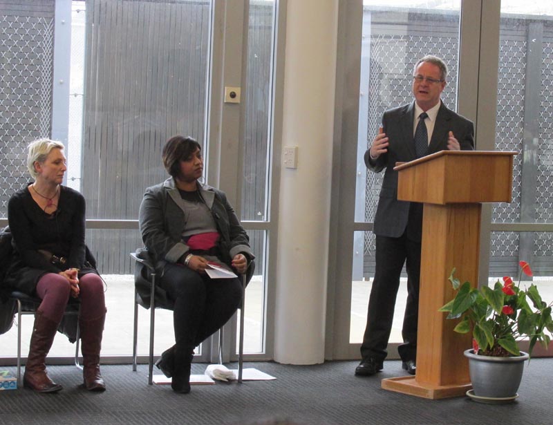 Richard Benge, Arts Access Aotearoa, Teresa Knowles, Senior Counsellor, and Anita Grafton, Clinical Manager of the CareNZ Drug Treatment Unit