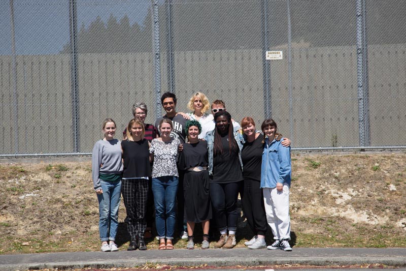 Artists involved in The Looking Glass Project outside Arohata Women's Prison 