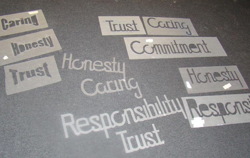 Stencils of the five principles