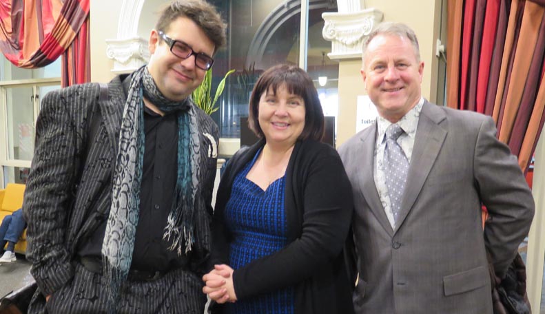 Writer Richard Fairgay, journalist Dionne Christian and Richard Benge, Executive Director, Arts Access Aotearoa