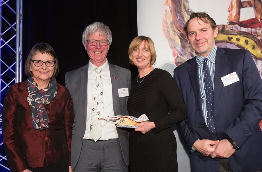 Catherine Gibson, Sue Jane and Peter Walls, Chamber Music New Zealand, presented the Arts Access Creative New Zealand Arts For All Award 2016 by Stephen Wainwright, Chief Executive, Creative New Zealand