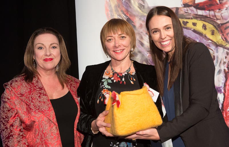 MP Jacinda Ardern presents the Arts Access Award 2016 to Tania Flowers and Frances Kelleher