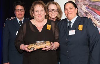 Leone Anderson and Brenda Ferguson, Hawke's Bay Regional Prison, with Linda Anderson, RoadSafe Hawke's Bay and presenter Miranda Harcourt