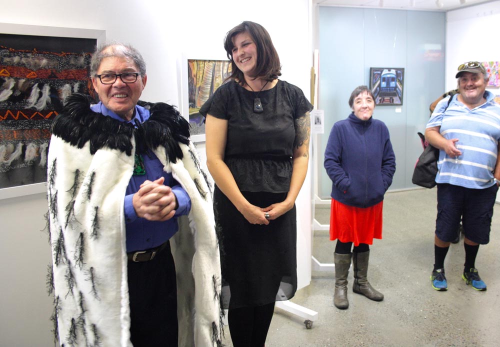 Artist Stephen Hallet, Rohana Weaver, Denise Dennehy of Alpha Art Studio, and Reece Tong, Pablos Art Studios