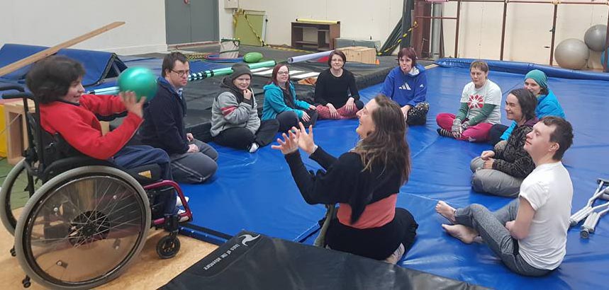 WIDance learns circus skills at Circus Hub