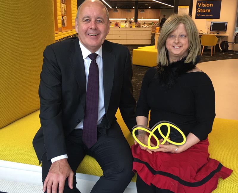 Vision Australia Chief Executive Ron Hooton and Sarah Houbolt