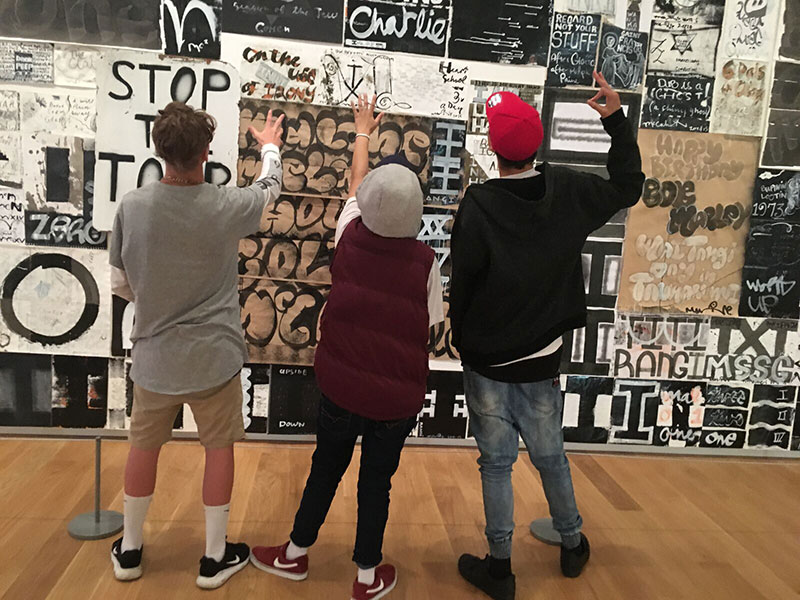 Young people from Target Alterative Education Centre in Henderson visit Auckland Art Gallery as part of the Humans of Hendo project.