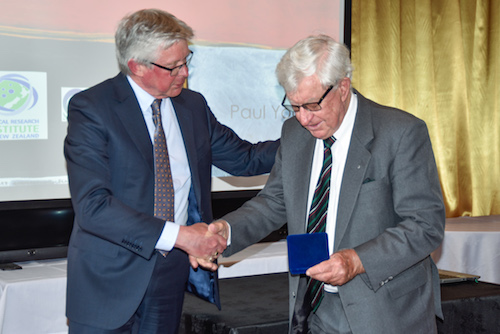 Prof John Nacey awarding David Gault Honorary Life Membership
