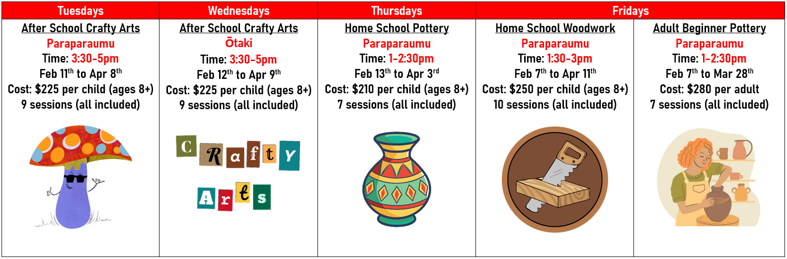 School Holiday Timetable